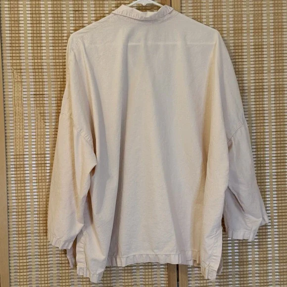 Eleven Stitch Design Womens XL Top Cream Button Up Bohemian Casual 3/4 Sleeves - Picture 3 of 8